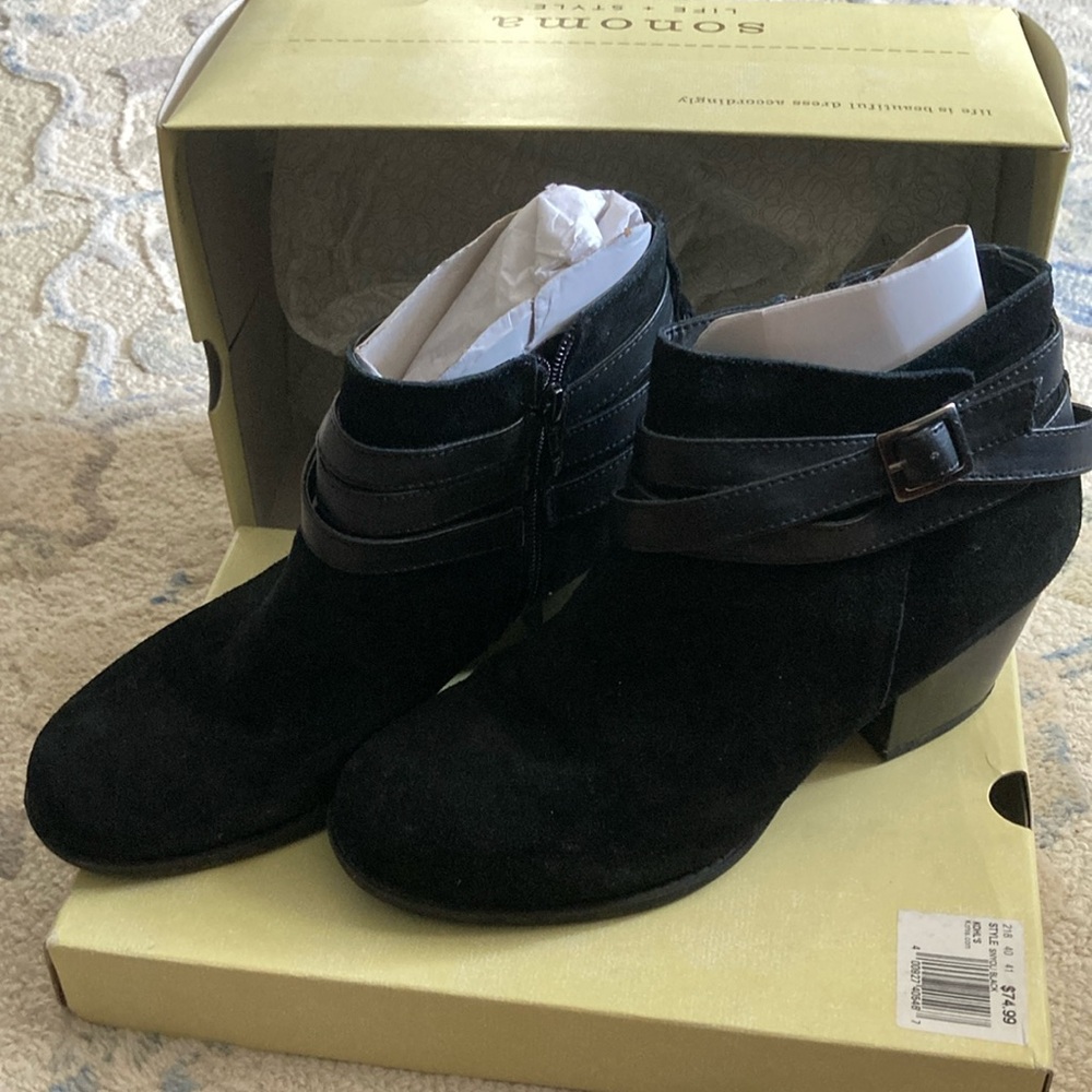 Sonoma Suede Booties 8.5 Black NEW